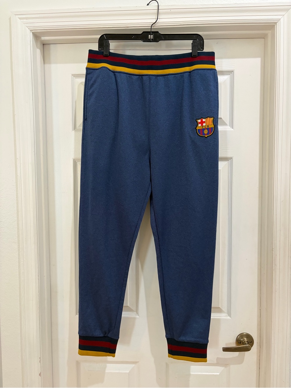 FC Barcelona FCB Blue Jogger Sweatpants Men XL Soccer Fan Lounge Athletic Pants